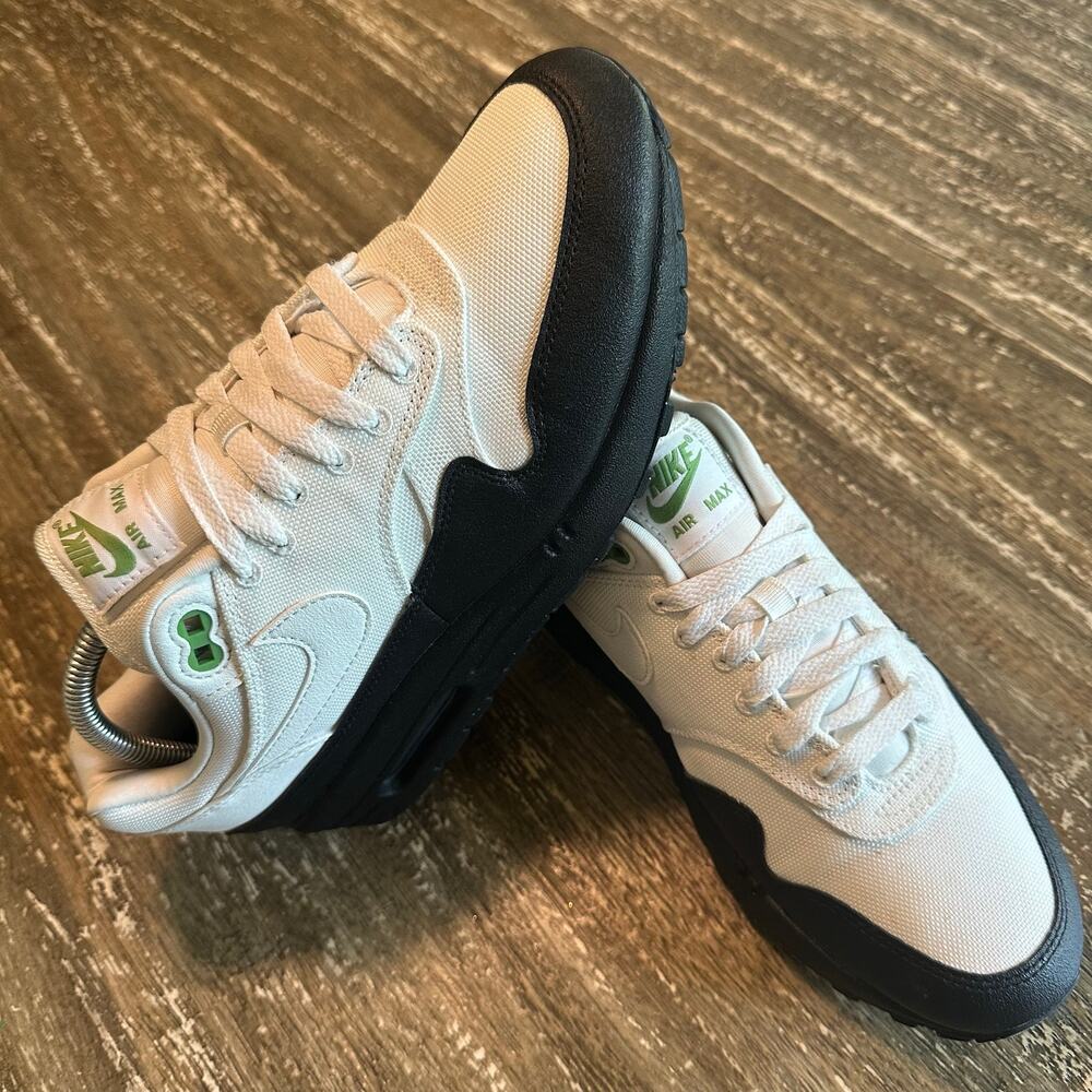 Nike Air Max 1 ‘White Black Chlorophyll’ Sneakers Men’s Size 8, Women’s Size 9.5
